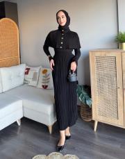 pelerinli triko elbise