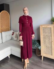 pelerinli triko elbise 2